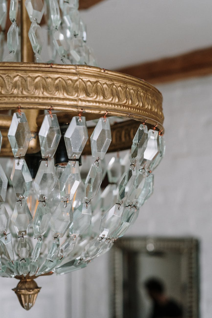 a chandelier with crystals